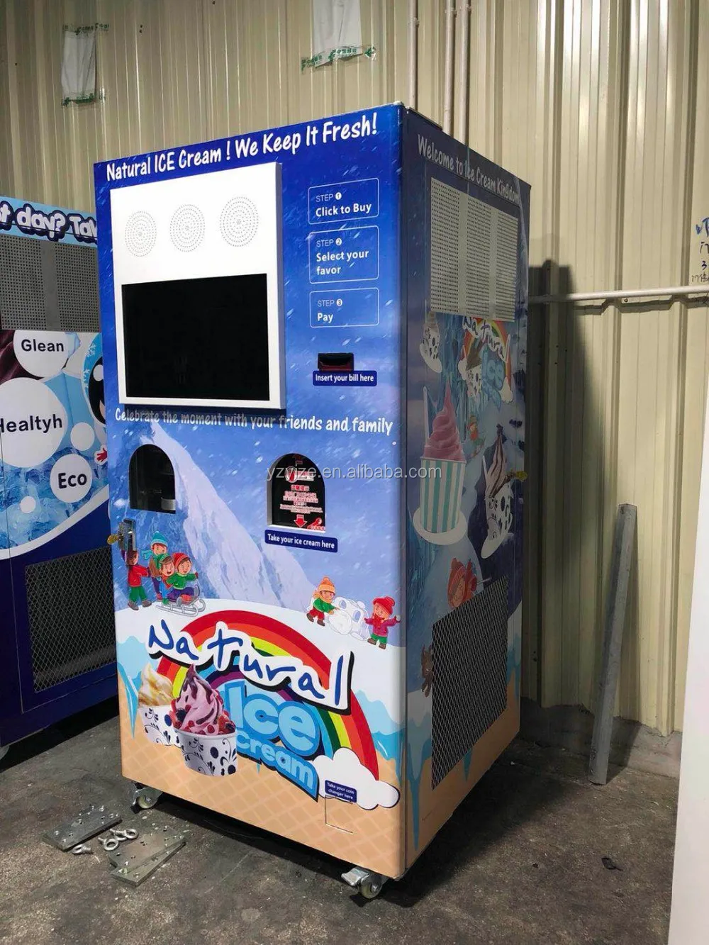 Automatic Soft Ice Cream Vending Machine Coin Operated Ice Cream