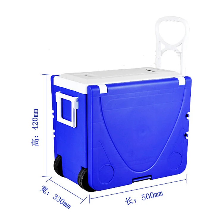 28l Foldable Trolley Table Ice Box With Stools For Outdoor Picnic