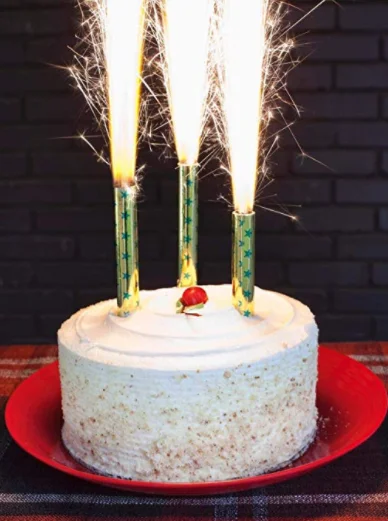 birthday cake with sparklers