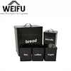 Wholesale colorful 5 piece canister sets bread box sugar coffee tea biscuits with wooden lid