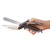 2018 trade assurance New plastic handle stainless steel 2 in 1 vegetable food chopper cutter board scissors