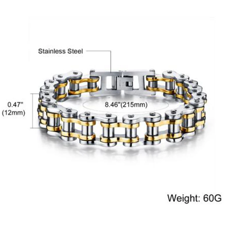 Colorful Fashion Mens Cool Stainless Steel Chain Link Bicycle Biker Bracelets 