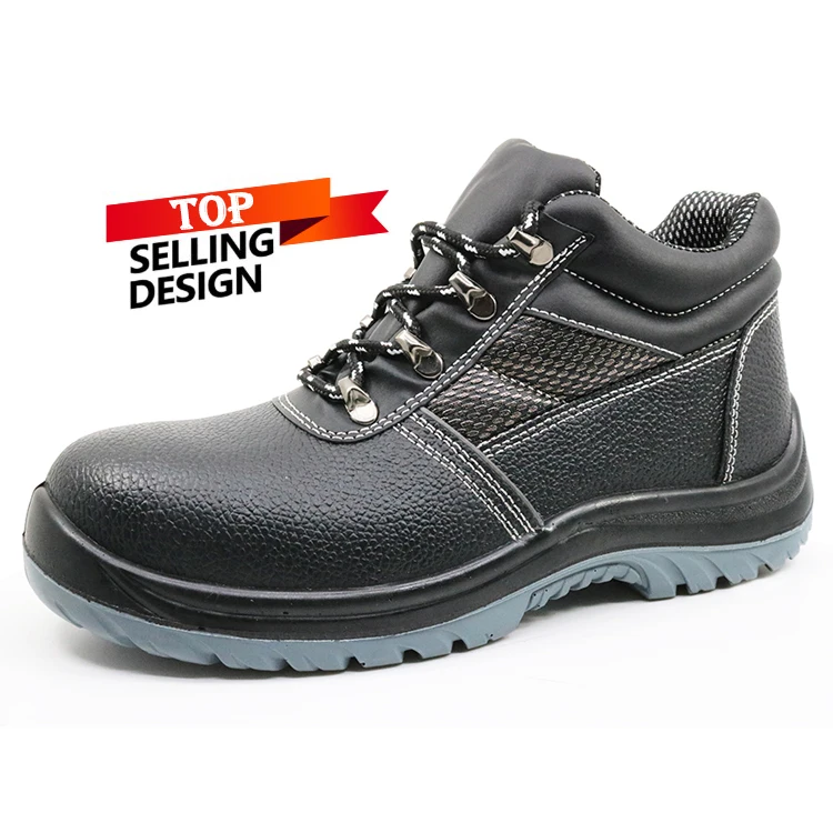 Oil Resistant Rubber Outsole Steel Toe Cap Leather Industrial Safety