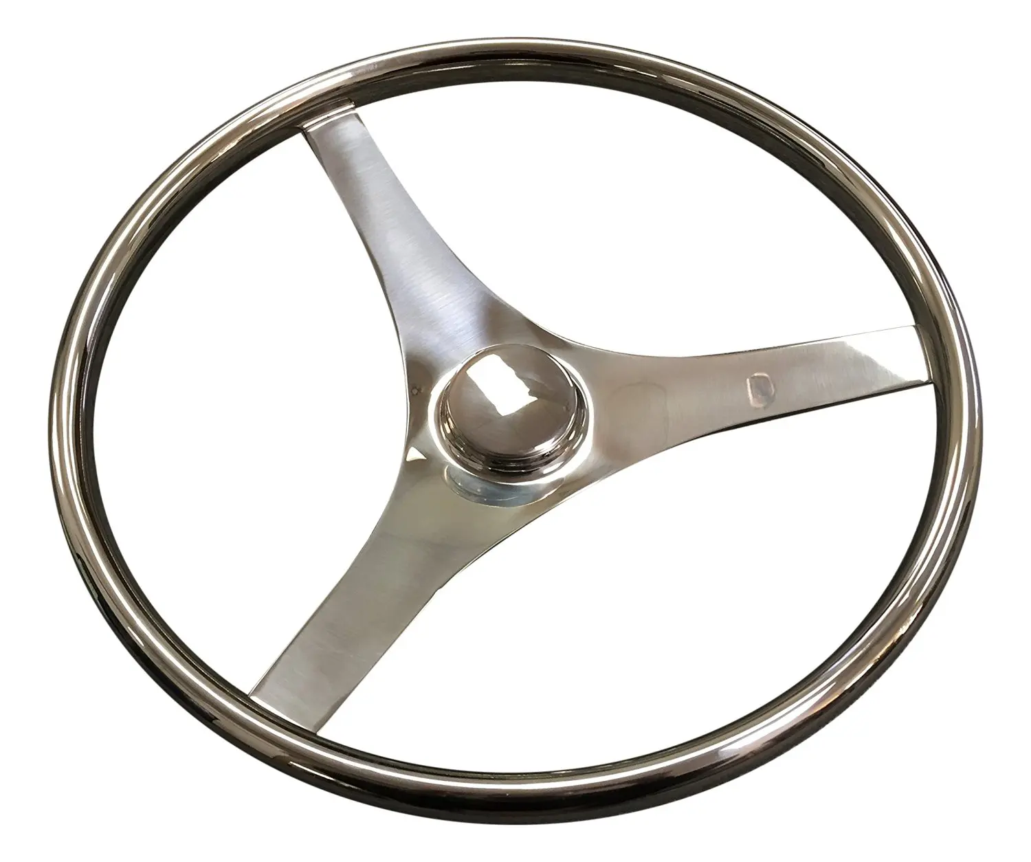 Pactrade Marine Boat Durable 3 Flat Spoke Stainless Steel Sports Steering Wheel, 15-1/2"L