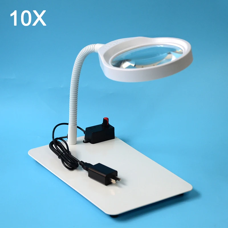 Crafts Glass Lens Led Desk Magnifier Lamp Light 10x Magnifying Desktop Loupe Repair Tools With Usb Free