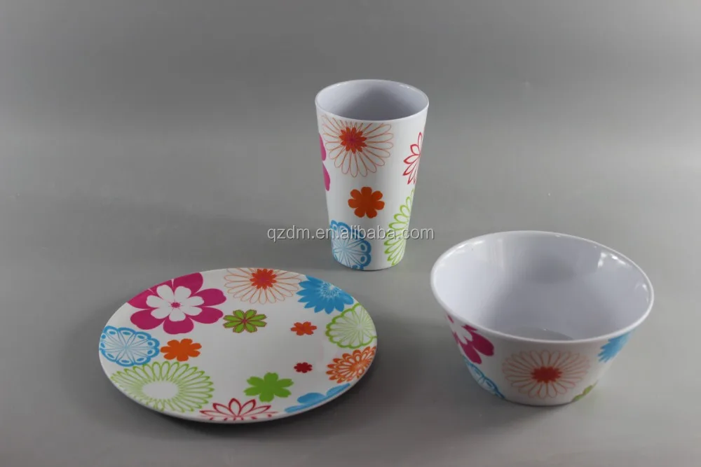 3pcs Dinner Set(Plate/Bowl/Cup) Made Of Melamine
