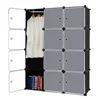 12 Cubes Organizer, DIY Closet Organizer Storage Cabinet Shelving Disassembly Transparent Door Wardrobe for Clothes, Shoes, Toys