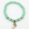SN0202 Green aventurine OM bracelet yoga spiritual abundance beaded stretch bracelet Women's