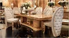 Luxury Button Tufted Upholstered Chair, Gilding Dinning Table For Eight People, Exquisite Wood Carved Dinning Room Furniture Set