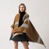Wholesale 2020 new design women long capes fashion stripe jacquard weave patchwork colors lady winter wraps and shawls
