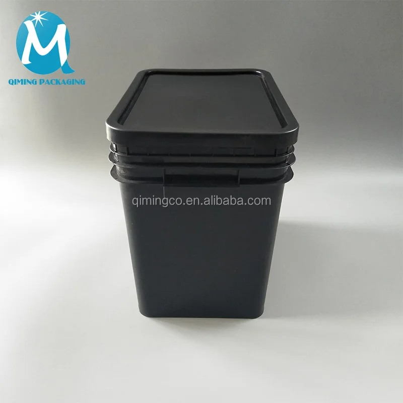 Food Grade 5 Gallon Square Black Plastic Bucket With Lid Buy Square
