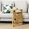 Bamboo C Shape Portable Sofa Side Coffee Laptop Table For Couch