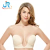 Hot selling sexy lady push up adhesive natural nude deep U silicone bra