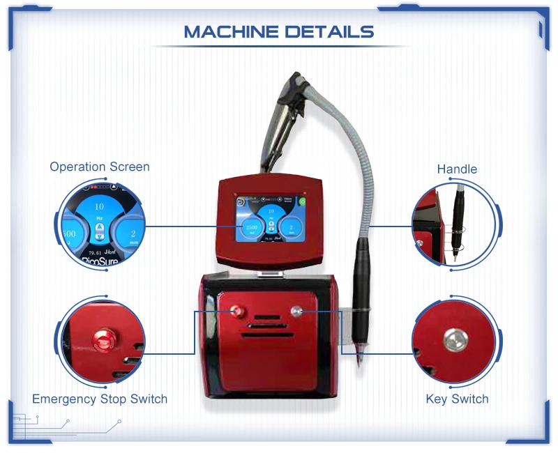 2 years warranty portable  picosecond 532nm 1064nm 1320nm 755nm yag laser machine