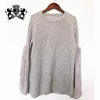 Korean Fashion Custom Knitted Sweater Share Factory Price Real Rabbit Fur Trim Woman Sweater