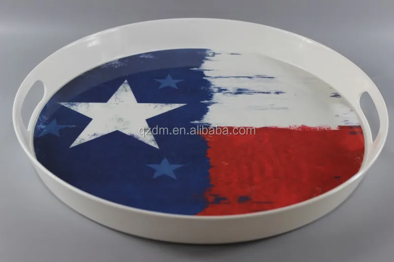 15 inch Melamine Round tray Food tray National flag Print