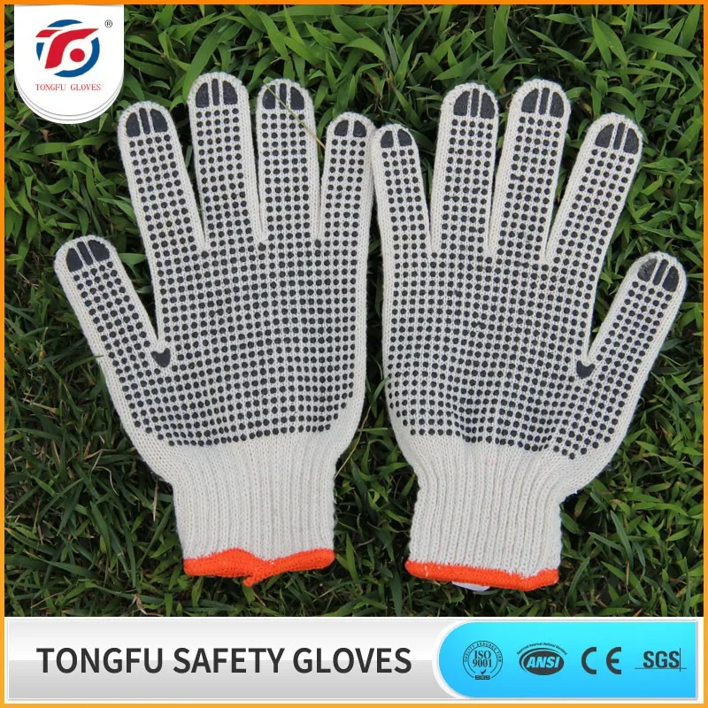 Cotton Gloves With Pvc Wave Dotslatex Coated Working Gloves En388