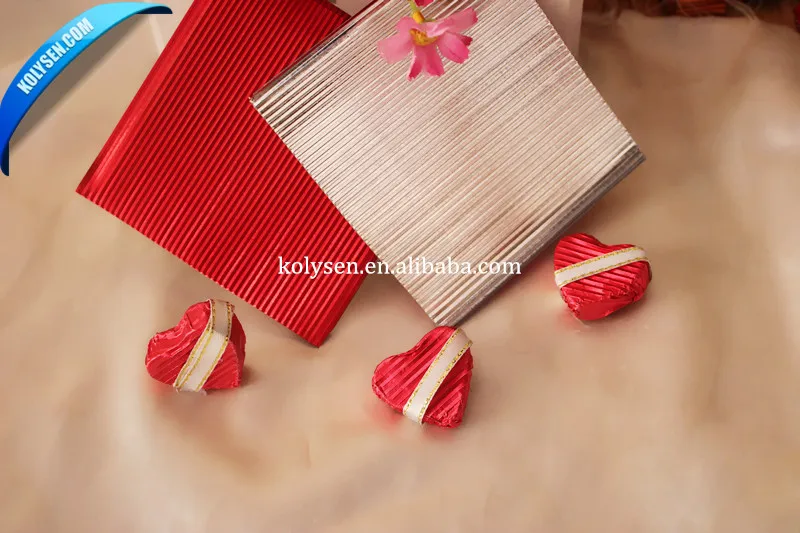corrugated chocolate foil wrapper in sheet with single color