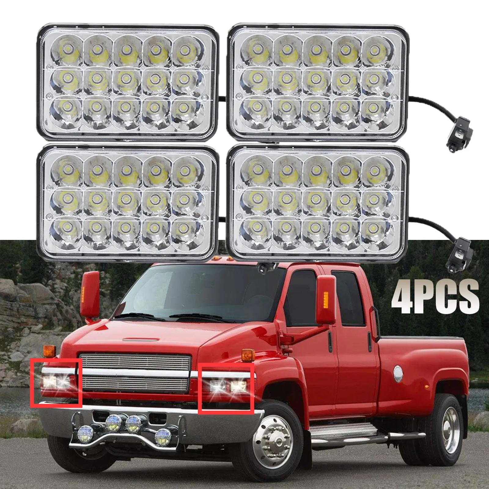 4x6/" LED Headlights For Chevrolet Kodiak C4500 and C5500 2003-2009 Models Qty 4