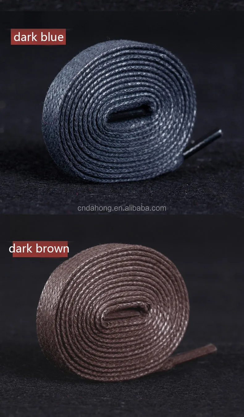 Luxury Flat Waxed Leather Dark Brown Dress Shoe Lace For Boot Shoes