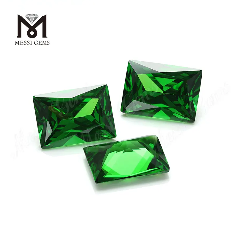 Top selling emerald cut 10x14mm wholesale cubic zirconia green cz gemstone