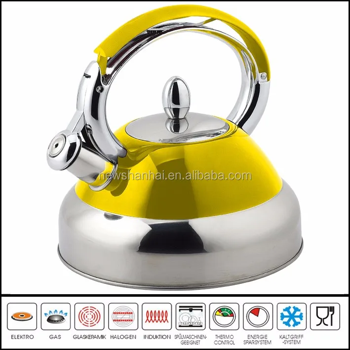 New Arrival 304 Stainless Steel Yellow Whistling Tea Kettle Buy Tea
