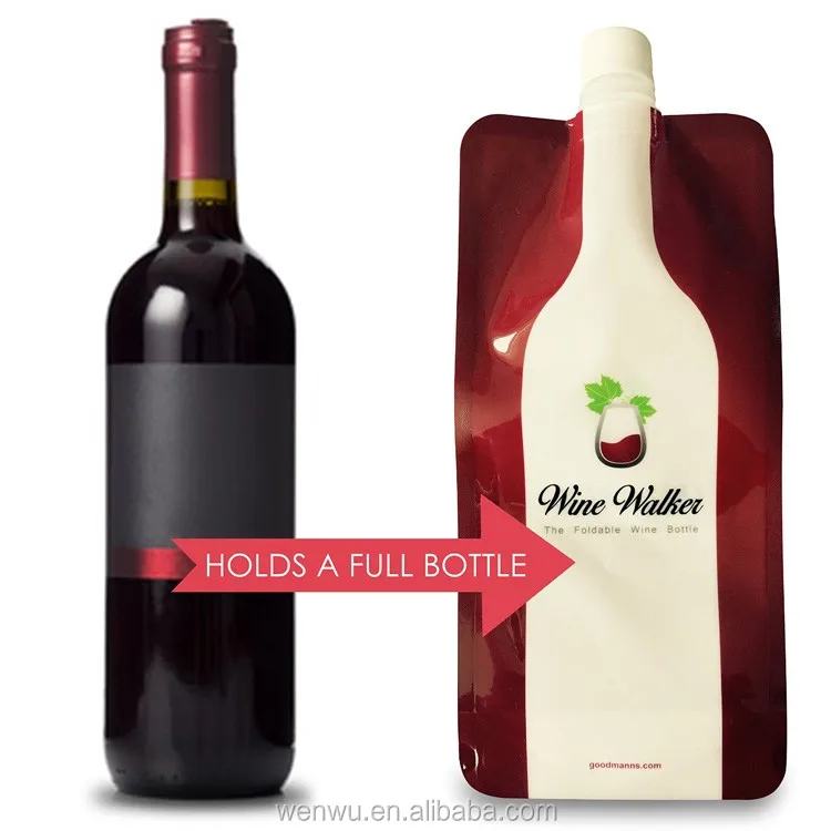 26oz/750ml Plastic Collapsible Wine Bottle Bag Buy Plastic Wine