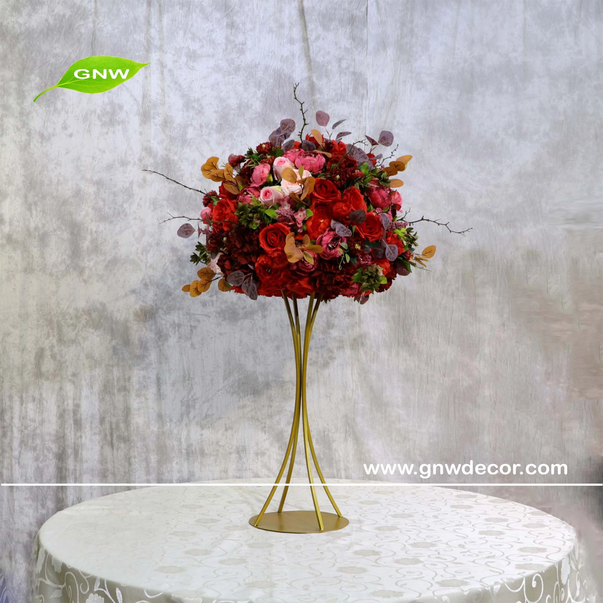 Gnw Deep Red Rose Flower Ball Wedding Decor Flower Arrangement