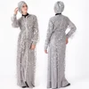 2019 EID design seamless dubai jalabiya for women elegant lace sequins polyester abaya designer jubba for women