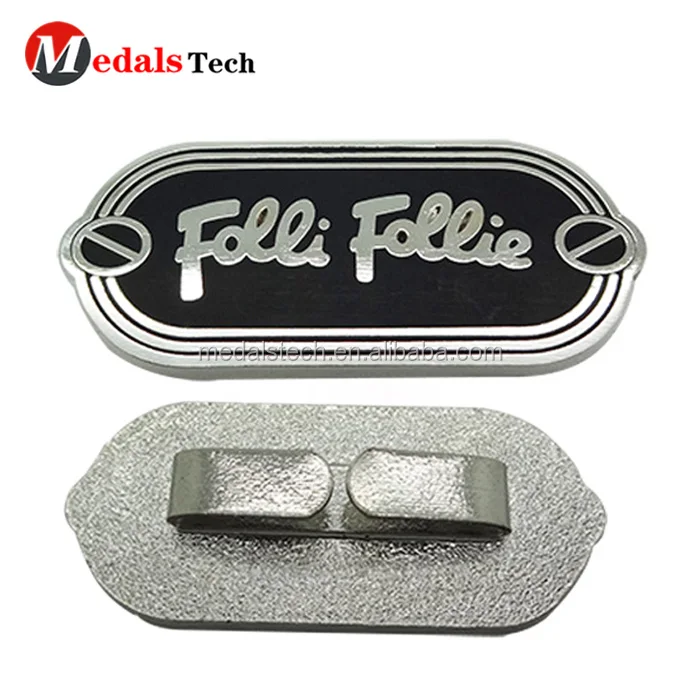 Zinc alloy 3D letter shape silver gold  plated custom metal logo plate for handbags