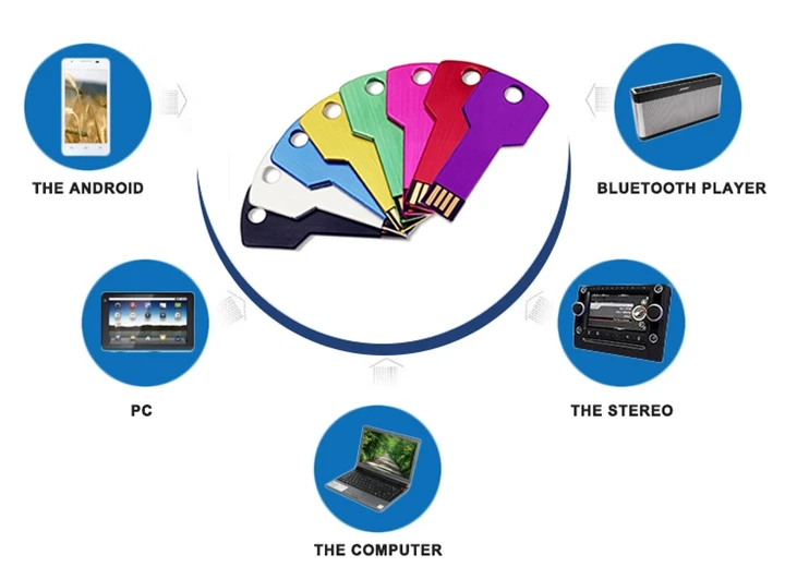 Business Gift Customized Logo Colorful Key Shape 4GB USB 2.0 Flash Drive with Key Chain - ANKUX.COM