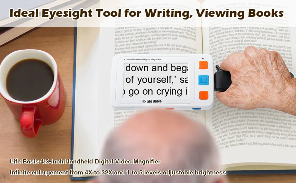 Handhold electric digital book magnifier 4.3 inch elder reading aid low vision magnifier