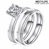 MECYLIFE 316L Stainless Steel Set Ring 1 Carat Solitaire Wedding Diamond Ring