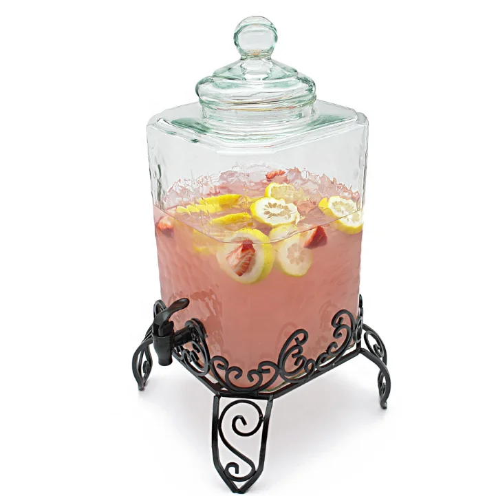 SUN TEA Mason Jar Glass Drink Beverage Dispenser with Clip LID and Spigot, 1...