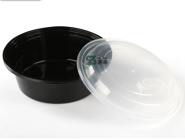 1000ml Round Bowl Black Disposable Take away Food packaging Box Container