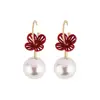 Custom Flowers Pearl Copper Hook Earring Knot Mini Earrings For Girls