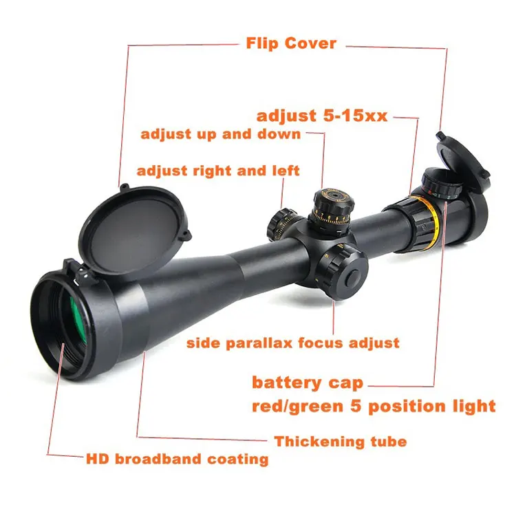 15x50 Ffp Sight Rifle Scope Side Parallax Adjustment Long Eye Relief