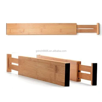 100 Natural Bamboo Drawer Dividers Dial Spring Loaded Drawer