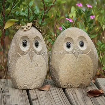 Natural Marble Lively Stone Owls Statues Garden