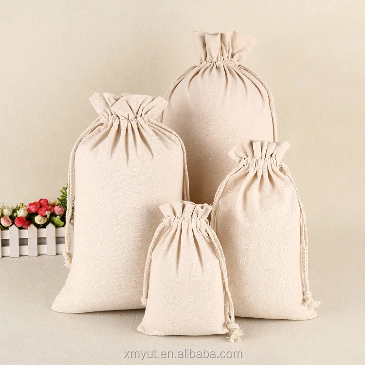 Drawstring Cotton String Bag/cotton Pouch Customized Size Customized Color Packing Acceptable