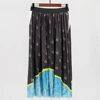 2019 Summer Long Pleated Skirt High Elasticity Cartoon Women's Skirt Printing Midi Jupe Femme Plus Size