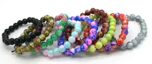 Free Shipping 2015 New Classic Women Jewelry Fashion Wild 8 MM Imitation Agate Bracelet Glass Painting For Women sa170