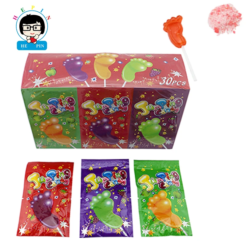 Foot Shape Lollipop Magic Strong Popping Candy Fruits Flavour Jumping Lollipop Rock Candy