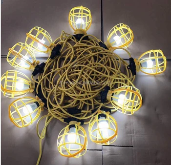 100ft Temporary Unique Work Construction Plastic Cages Outdoor Lighting Yellow Color String Lights 100ft Temporary Unique Work Construction Plastic Cages Outdoor Lighting Yellow Color String Lights