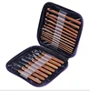 10 Sizes Carbonized Bamboo Knitting Needles Wooden Crochet Hooks Set