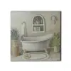 Bathroom Wall Hanging 3D painting Primitive Antique Hand Painted Bath Design 15 x 15 Inch Wooden Frame