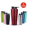 Wholesale Vacuum Insulated Protein Mixing Bottle Gym Mixer Cup Small Stainless Steel Shaker Water Bottle with Blender Whisk Ball