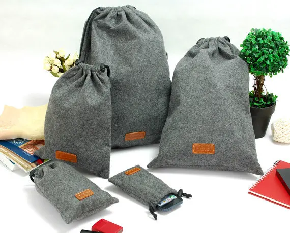 Felt Drawstring Bags Traveling Ng Gift Gathering Felt Drawstring Bags Traveling Ng Gift Gathering Leather Lable Embossed