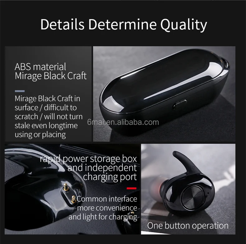 6mai J3s TWS Bluetooth Earphone Stereo Earbud Bluetooth Headset with Charging Pod Wireless Headphone for All Smart Phone - ANKUX.COM
