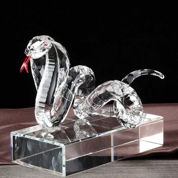 新到货批发家居装饰中国十二生肖蛇水晶工艺